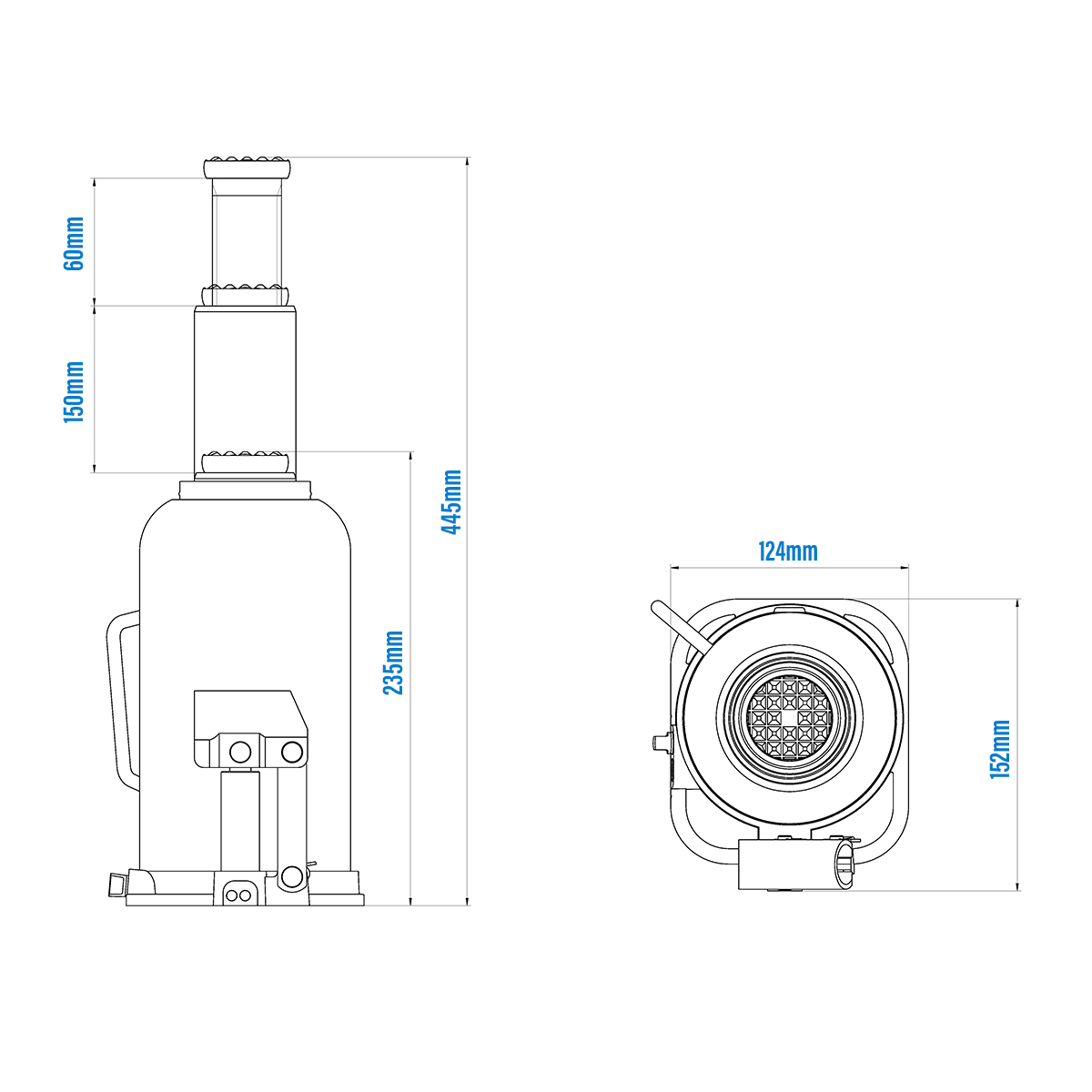SGS 20 Tonne Hydraulic Bottle Jack with 150mm Stroke
